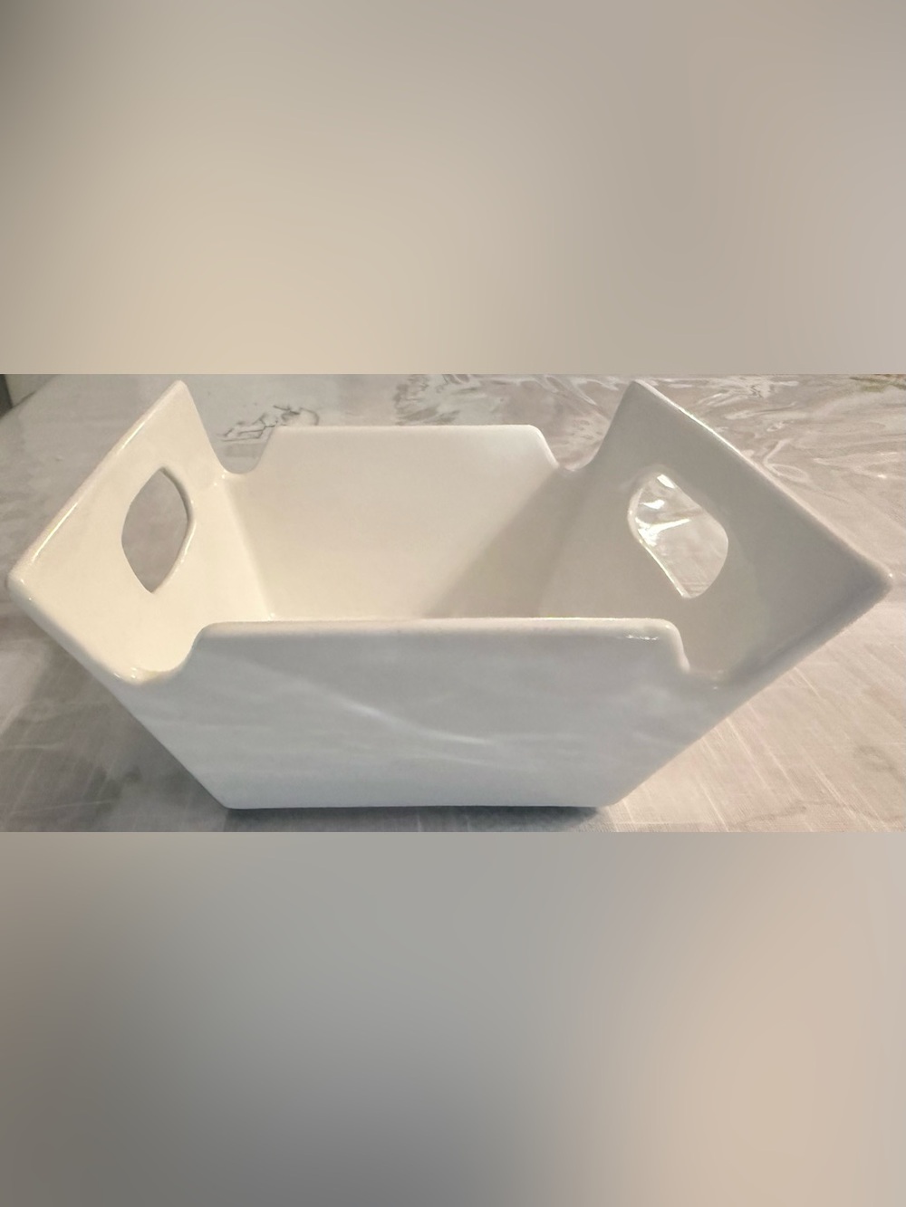 Storehouse White ceramic square basket good for serving berries small side dish